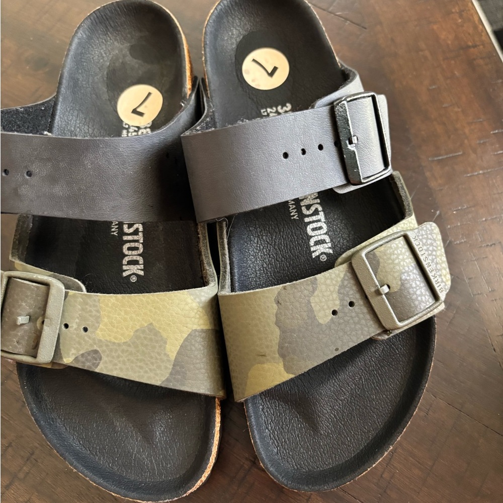 Birkenstock Black and Green Sandals